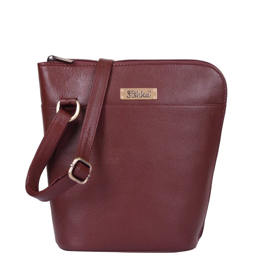 Cherry Red Leather Crossbody Sling Bag for Women – Over The Shoulder Belt Purse
